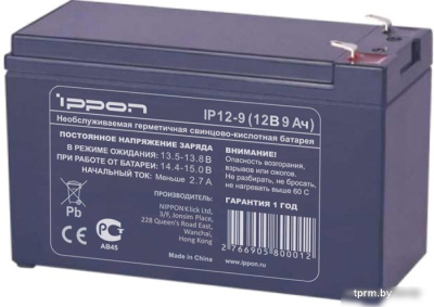 Картинка Аккумулятор для ИБП IPPON IP12-9 (12В/8.5 А·ч) APCmarket.by APCmarket