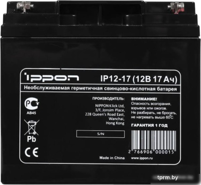 Картинка IPPON IP12-17 (12В/17 А·ч) APCmarket.by APCmarket